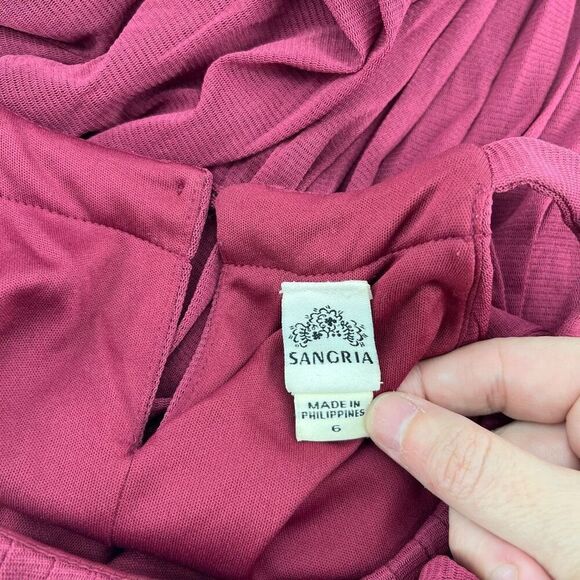 Sangria Sleeveless Halter Dress Keyhole Neckline Bubble Hem Maroon Casual Y2K 6‎ - Picture 7 of 8